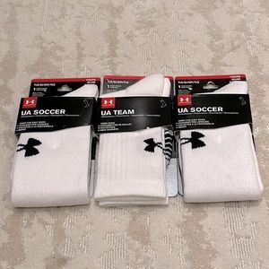 3 pairs YOUTH Large Under Armour Socks 2 pairs Soccer Socks & 1 pair Crew Socks
